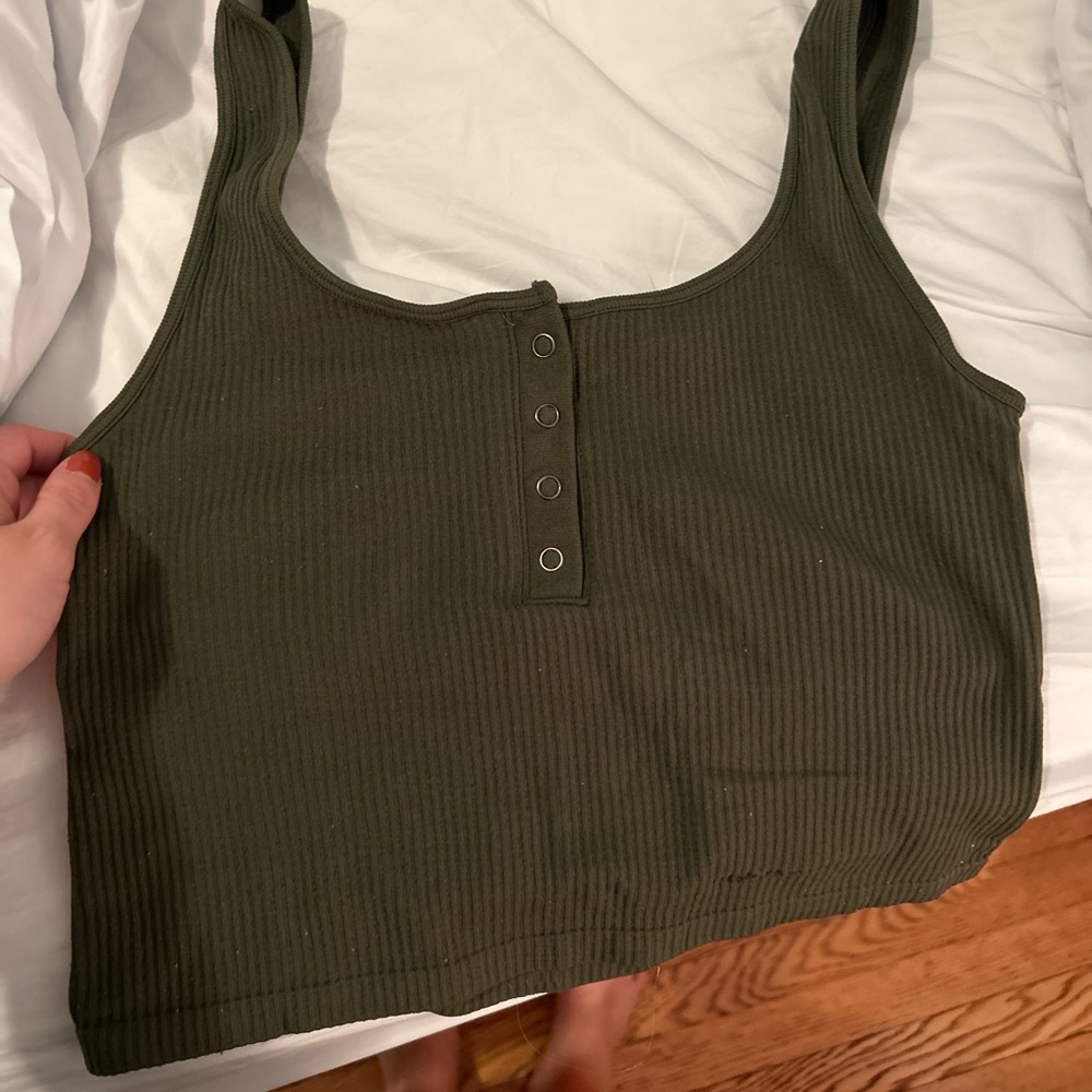 Aeropostale Olive Ribbed Tank Top